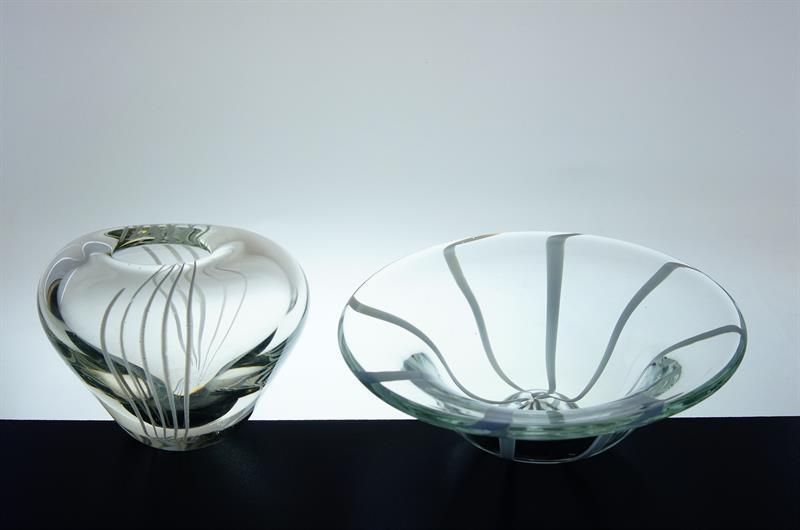 Souprava hutní sklo s proužky Jan KOTÍK sklárna Škrdlovice