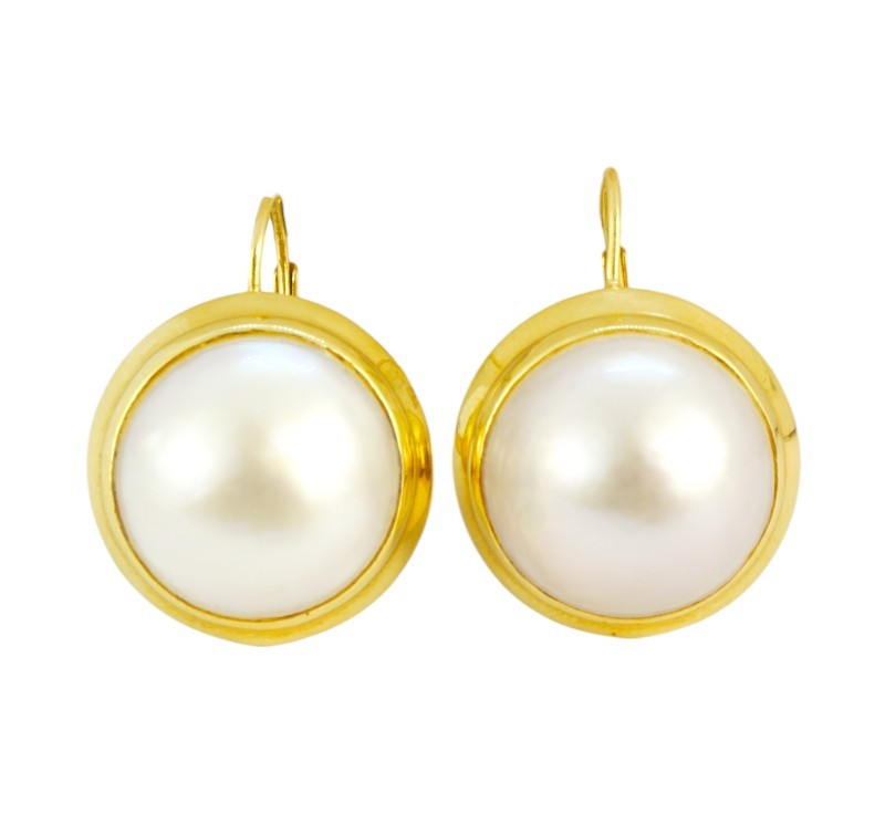 Zlaté náušnice s perlami mabe