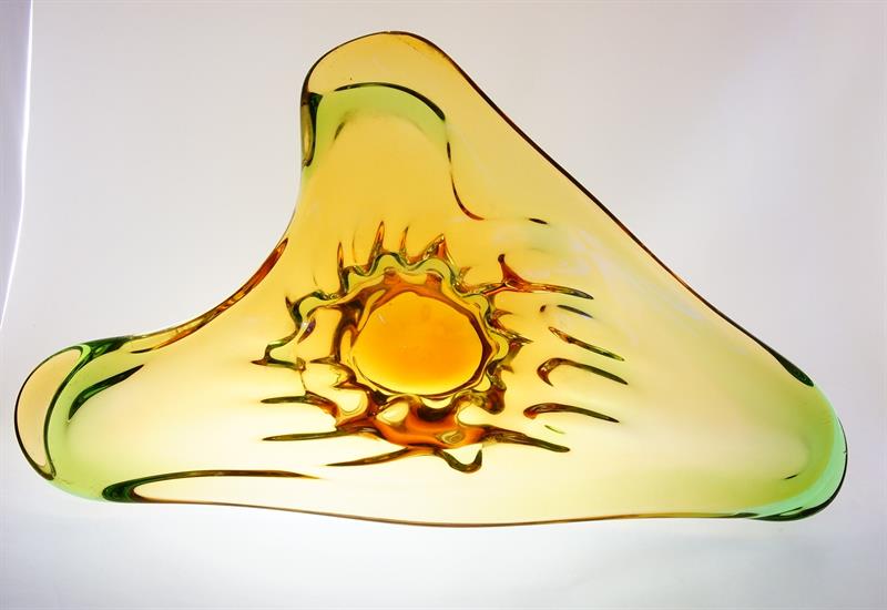 Velká mísa z hutního skla soubor NIAGARA Fr. ZEMEK Mstišov