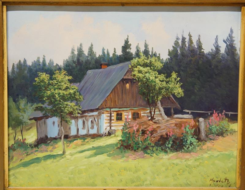 BENECKO chalupa v horské krajině Karel HAVLATA, olejomalba