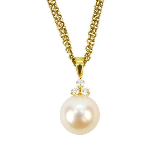Zlatý náhrdelník s perlou a diamanty