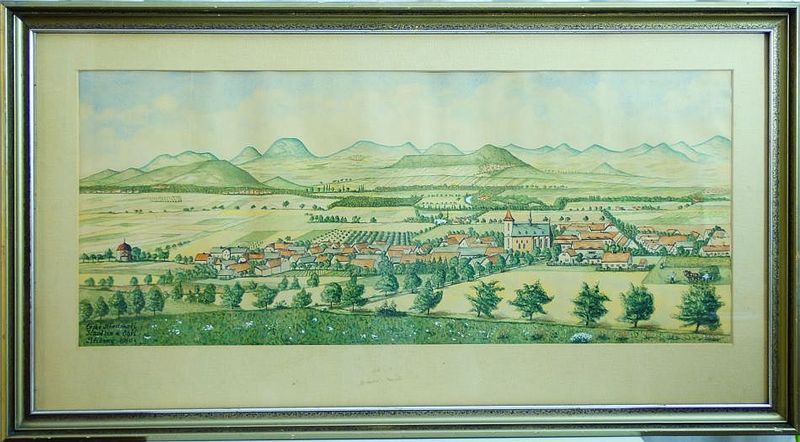 Naivistický obraz - Slavětín nad Ohří, STŘÍBRNÝ