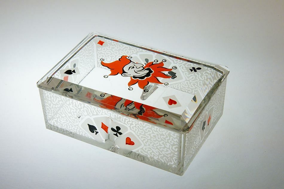 Malovaná dóza na kanastové karty ve stylu ART - DECO