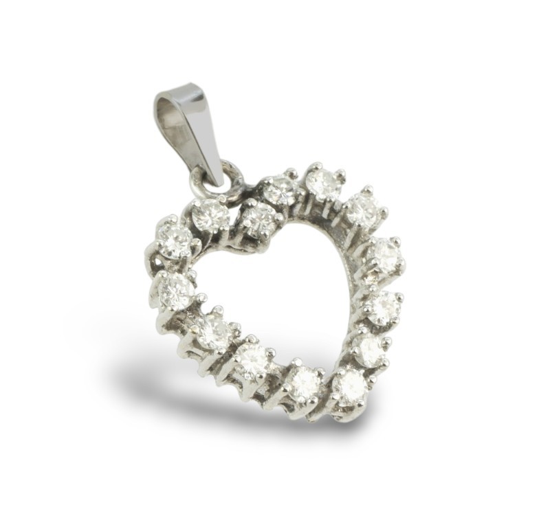 Zlatý přívěsek s diamanty 0,48 ct - srdce
