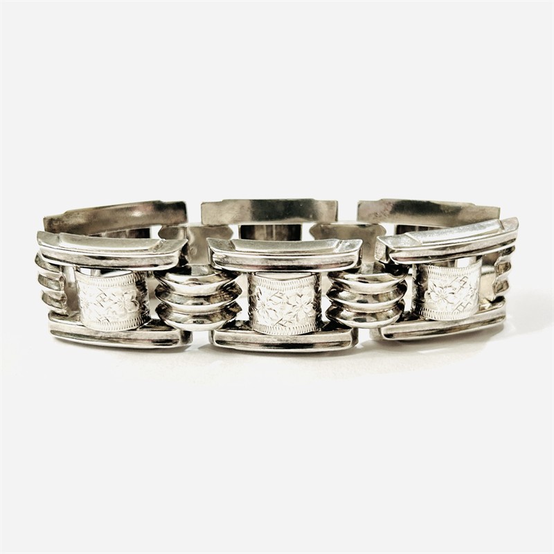 Stříbrný art-deco článkový náramek