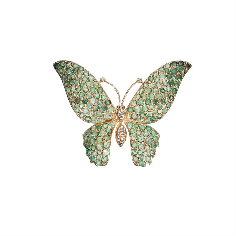 Stříbrný pozlacený přívěs s přírodními smaragdy