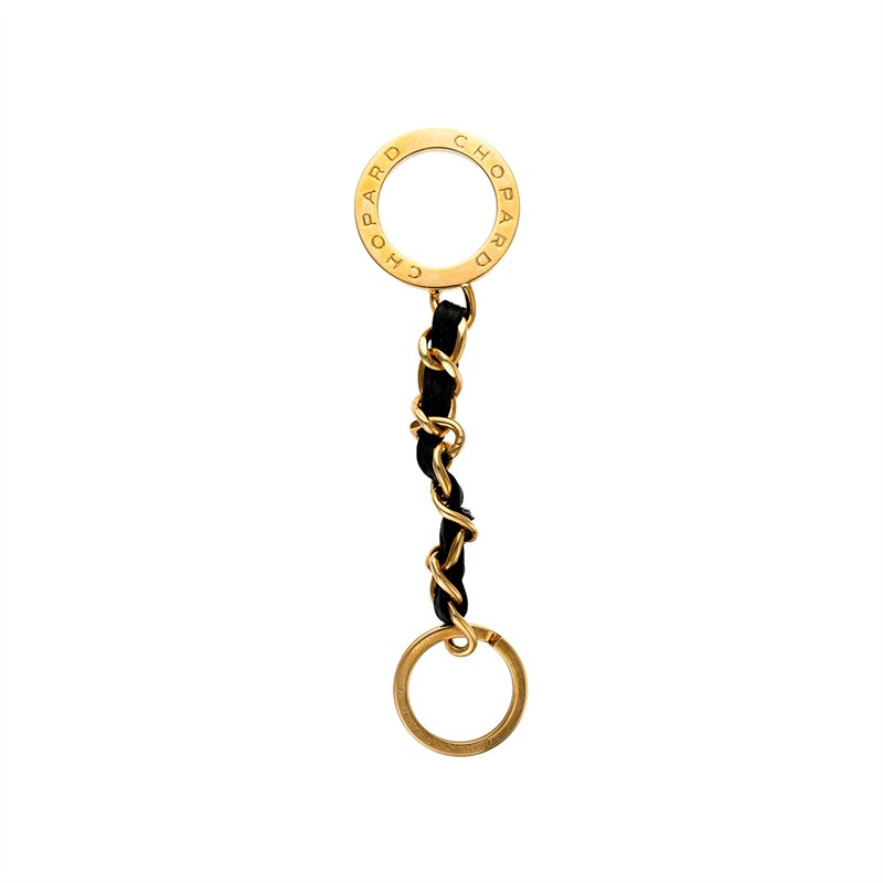 Originální klíčenka Chopard z černé kůže a zlaceného kovu
