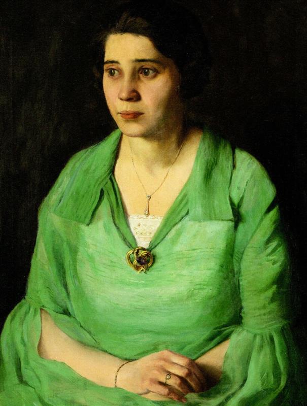 Vlastimil KUŘIL - Portrét dámy v zelených šatech