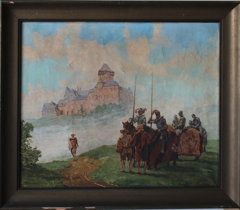 Bojovníci před Karlštejnem - sign 1938 - Olej