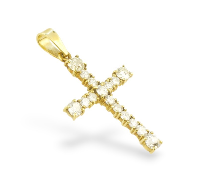 Zlatý přívěsek s diamanty 1,43 ct - křížek