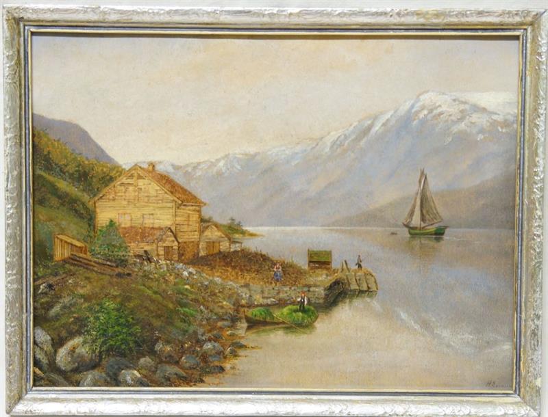 Romantická krajina s figurální stafáží 19. stol. olejomalba