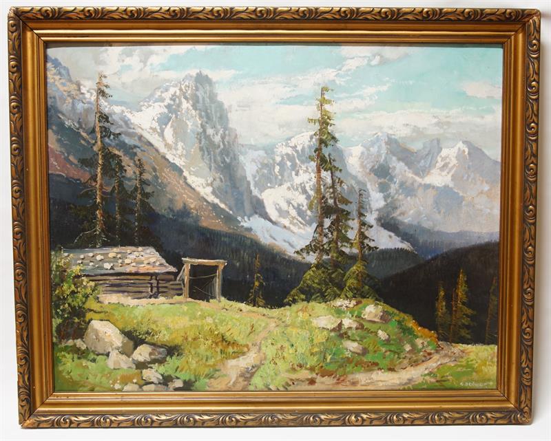 Větší formát - Alpská krajina K. DRÖGSLER olej na plátně