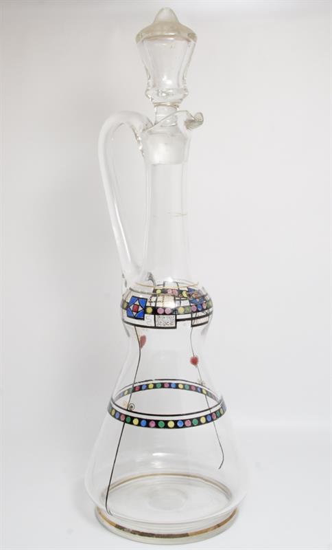 Velká karafa dekorovaná malbou, pomezí geo. secese ART DECO