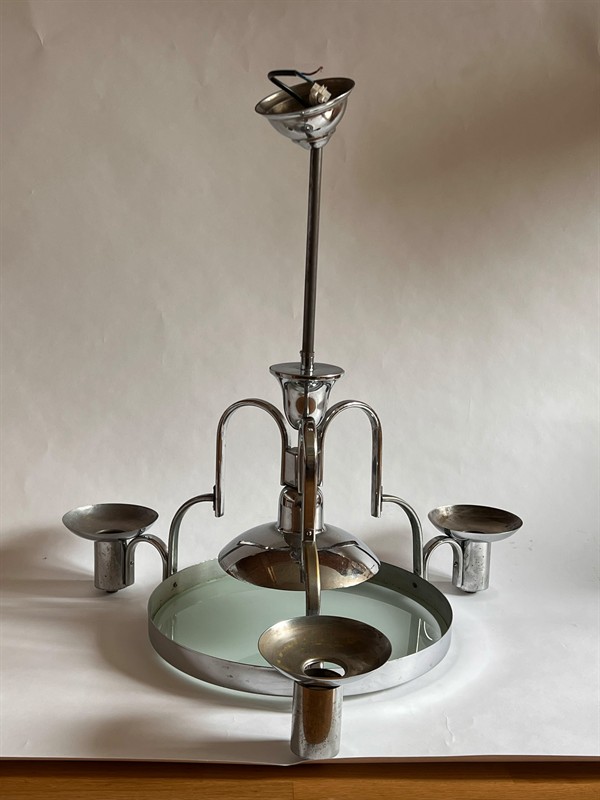 Chromovaný lustr Art-Deco