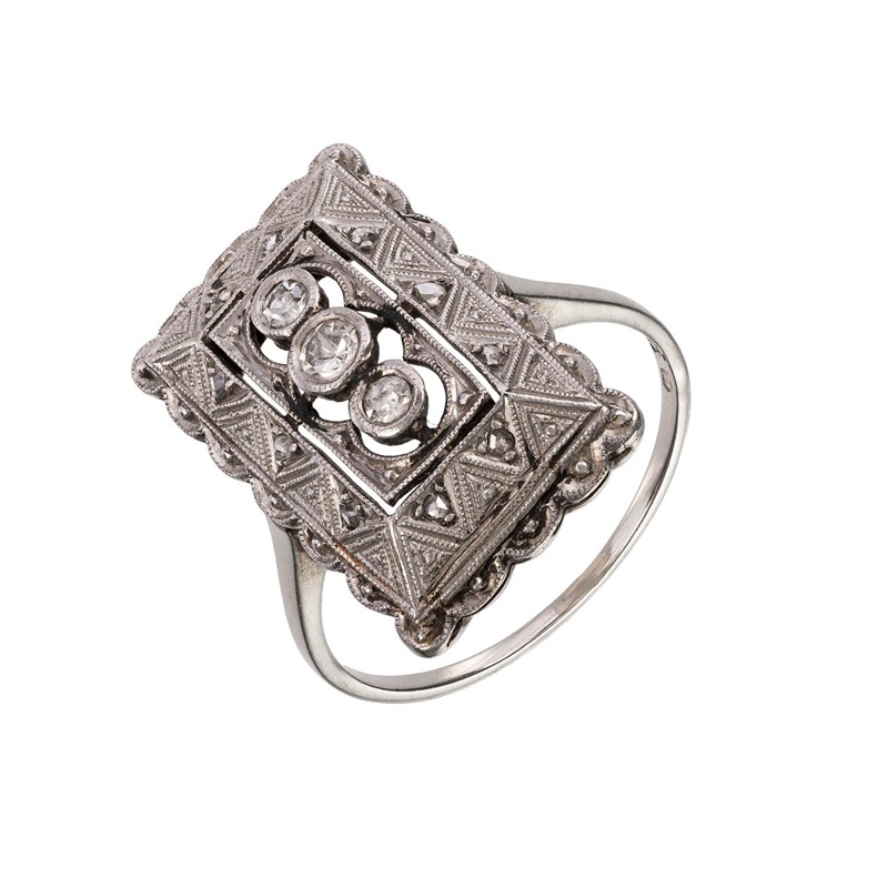 Zlatý prsten s diamanty Art Deco