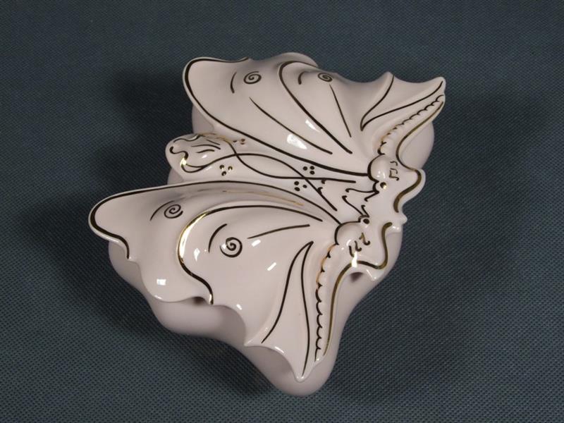 Doza Motýl růžový porcelán,Slavkov 14*11cm