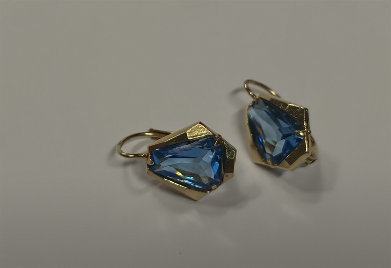 Náušnice stříbro zlacené modrý kámen