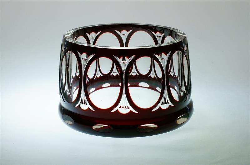 Masivní mísa ART - DECO probrušované sklo, OERTEL & Co