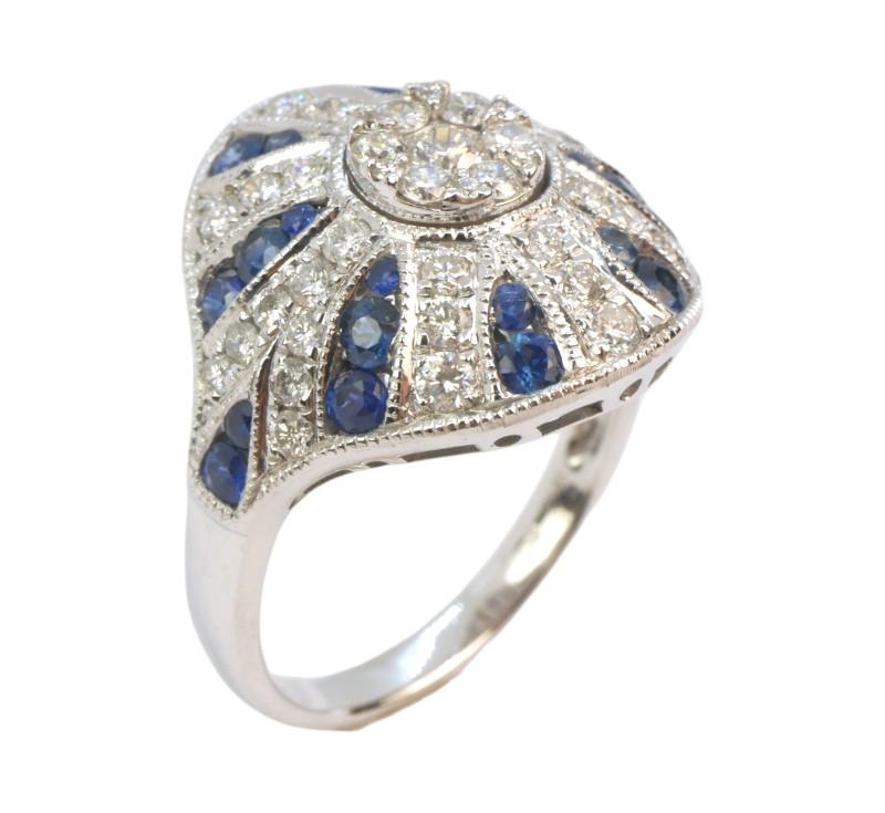 Zlatý prsten se safíry a brilianty