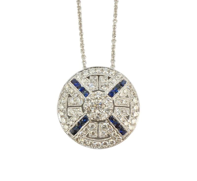 Zlatý náhrdelník se safíry a brilianty