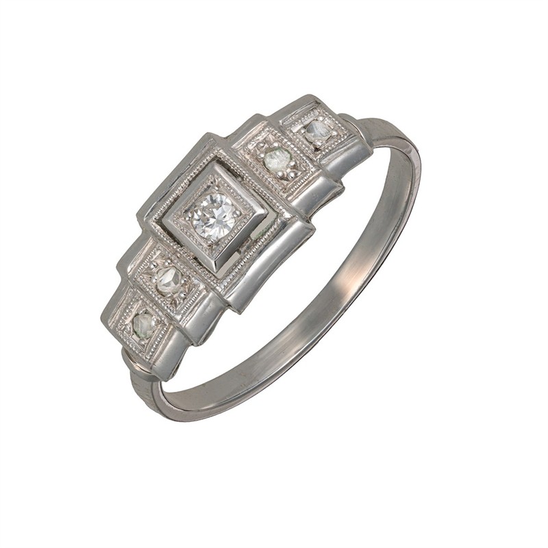 Zlatý prsten ART DECO s přírodními diamanty