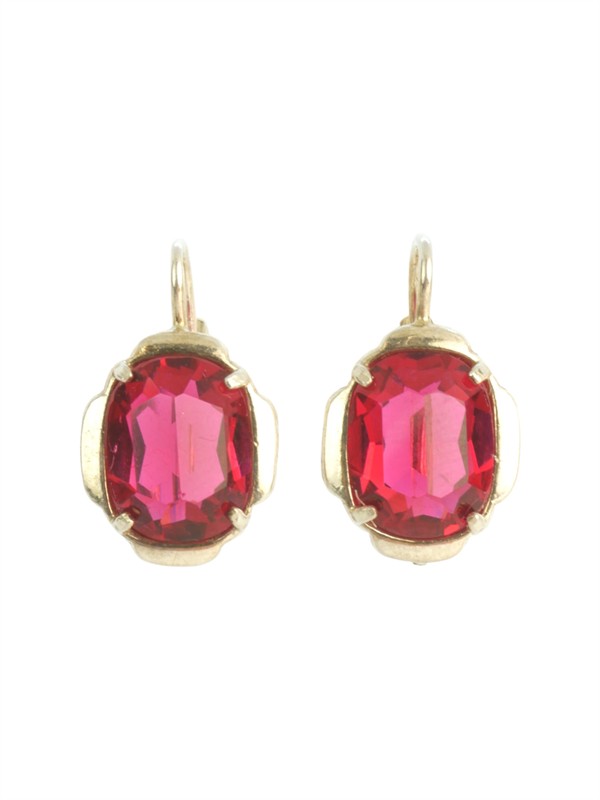 Náušnice stříbro červený kámen