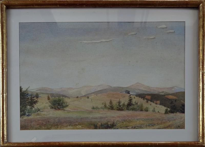 Hugo Carlberg, připsáno - Pohled do kopcovité krajiny