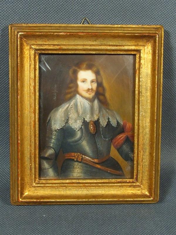 Miniatura rytíře, malba, 13×11cm, signováno, 19.stol.