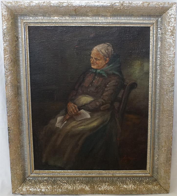 Babička - Ota (Otto) HOLAS, figurální olejomalba na plátně