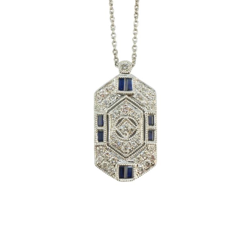 Zlatý náhrdelník se safíry a brilianty