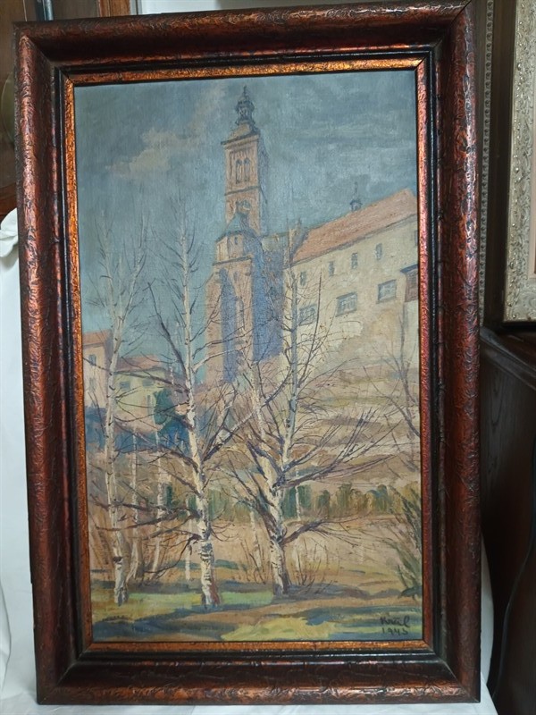 Josef Krčil Kutná Hora - olej z roku 1943