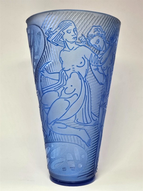 Nadherna Velka vaza Zelezny Brod Sklo Adam a Eva Art Deco