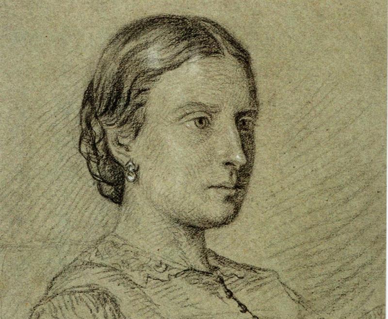 PINKAS - Portrét dívky, kresba 1859, WALDES