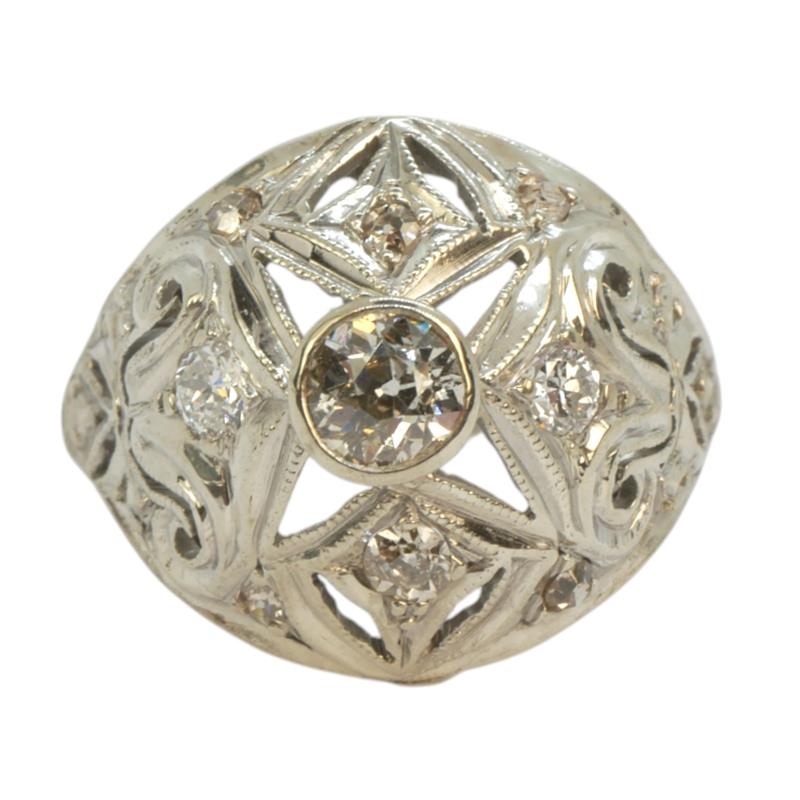 Stříbrný Art deco prsten s brilianty