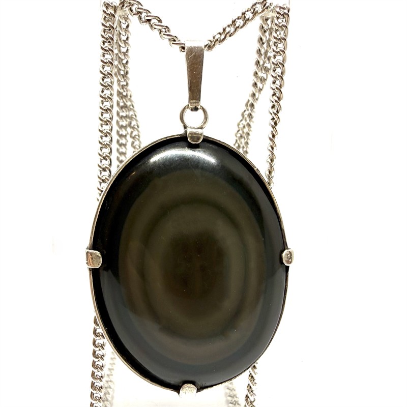 Stříbrný náhrdelník s velkým duhovým obsidianem