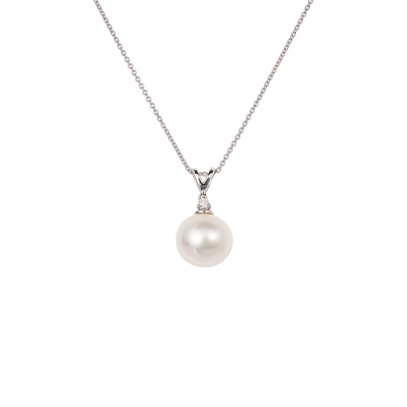 Zlatý náhrdelník se sladkovodní perlou a diamante