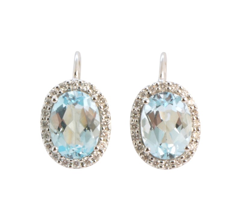 Zlaté náušnice s topazy a brilianty