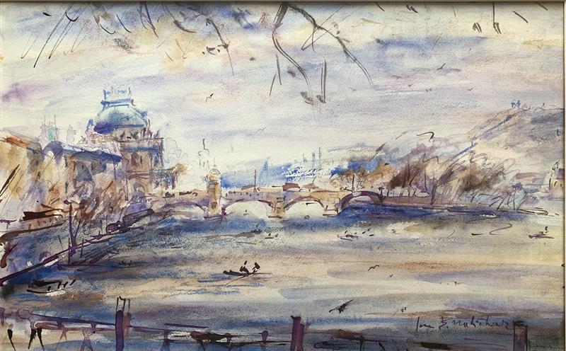 Jan Bohdan Melichar: Praha - Pohled z Novotného lávky na ND