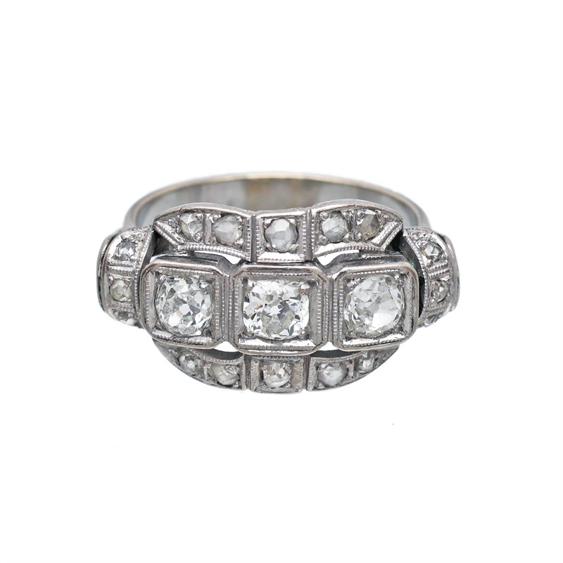 Art Deco zlatý prsten s přírodními diamanty 1,00 ct