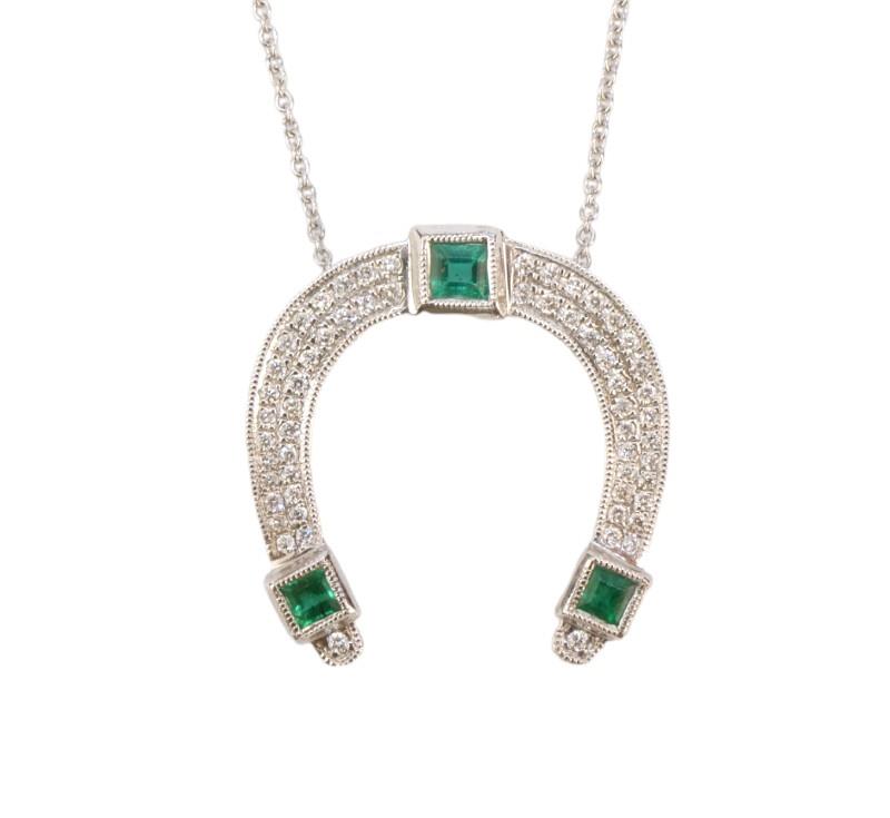 Zlatý náhrdelník se smaragdy a brilianty