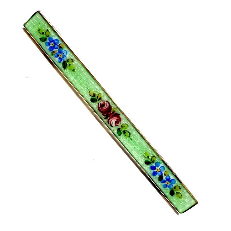 Stříbrná brož zdobená smaltem