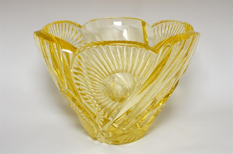 Velká masivní ART - DECO váza citrínové sklo Rudolf HLOUŠEK