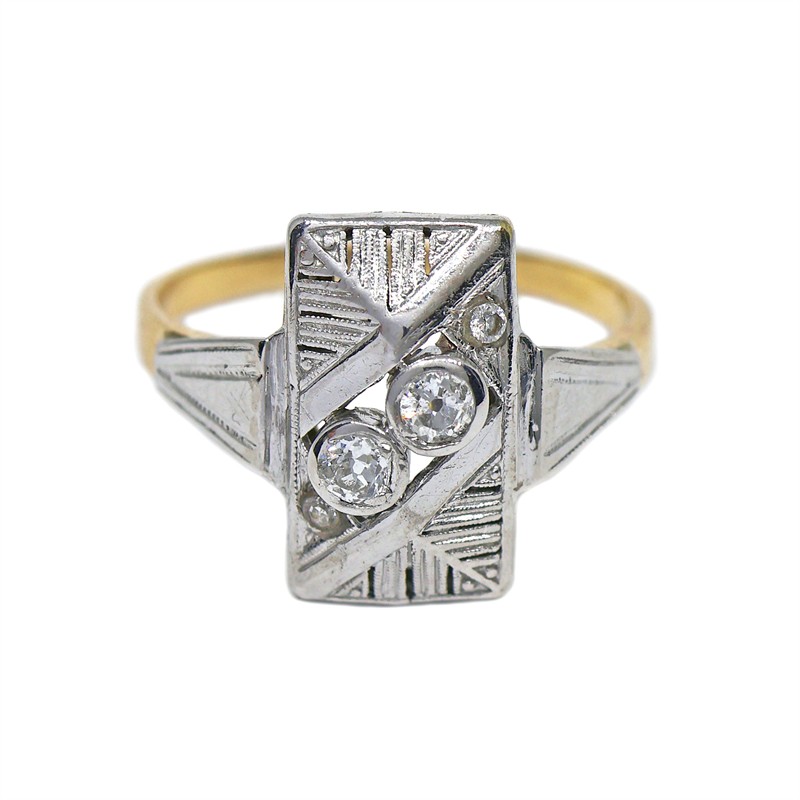 Art deco zlatý prsten s přírodními brilianty 0,25 ct