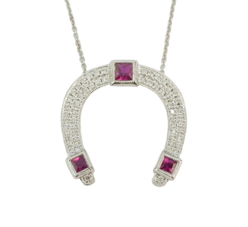 Zlatý náhrdelník s brilianty a rubíny