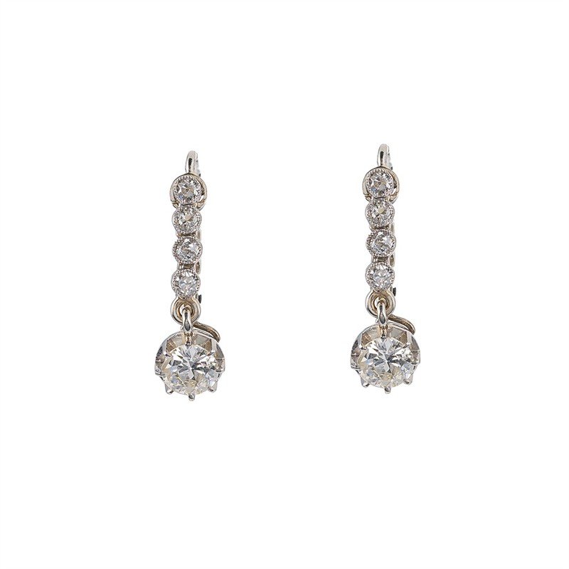 Luxusní visací náušnice s diamanty 1,20 ct - vzácně bílé