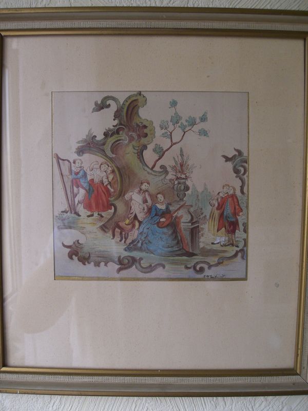 Biedermeierovský akvarel s posudkem