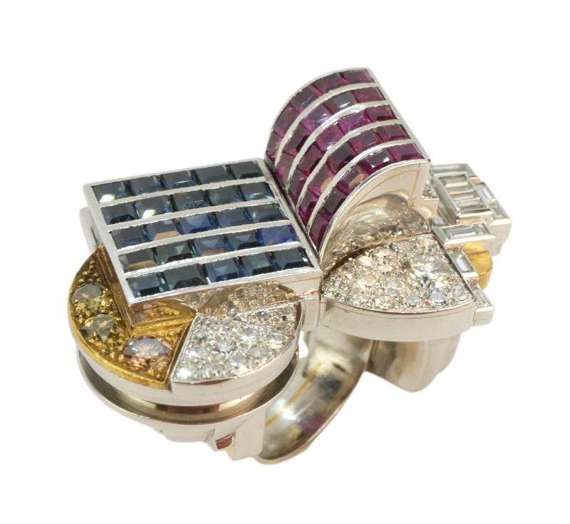 Unikátní platinový prsten z 30. let 20. století - futurismus!