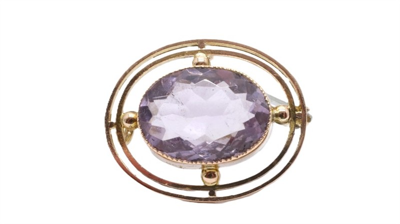 Zlatá brož s ametystem