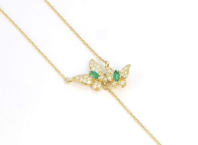 Zlatý náhrdelník se smaragdy a diamanty