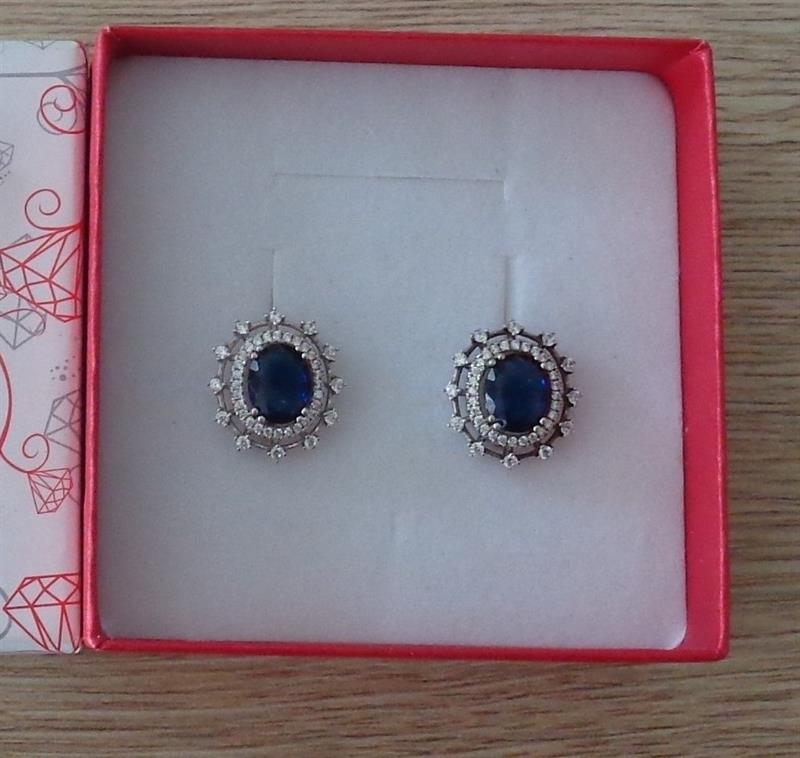 Stříbrné naušnice s modrými kameny 925/7,34 g